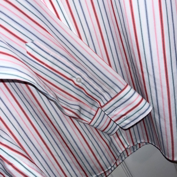 Lands’ End Tall Women Multi Striped No Iron Button Down Long Sleeve Shirt Sz-14T - Picture 4 of 6